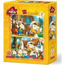 Art Puzzle Art Çocuk Puzzle Sevimli Inekler 12+24 Parça Puzzle