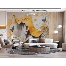 Özel Duvarlar Sarı Şapkalı Kadın 3 Boyutlu Duvar Kağıdı