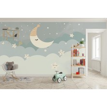 Özel Duvarlar Bulutlar Ay ve Yıldızlar Çocuk Odası Duvar Kağıdı
