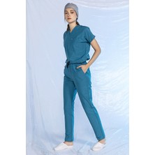 Pratik Tekstil Teryflex Likralı Yarasa Kol Doktor&hemşire Forması Turkuaz Takım S