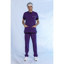 Pratik Tekstil Teryflex Likralı Yarasa Kol Doktor&hemşire Forması Mor Takım S