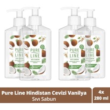 Pure Line Doğal Özler ile Sıvı Sabun Hindistan Cevizi & Vanilya 280 ml X4