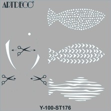 Artdeco Stencil 30 x 30 cm Balıklı 176