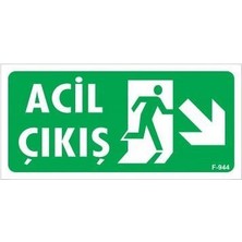 Tabela Acil Çıkış Sağ Aşağı Uyarı Levhası 17,5X25 KOD:944