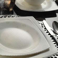 Kütahya Porselen Bone Mare 62 Parça Platin Fileli Yemek Takımı 36420