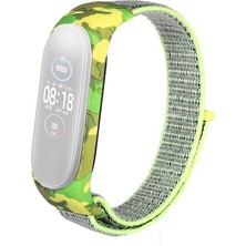 Gpack Xiaomi Mi Band 6 Kordon Cırtcırt Kumaş Kamuflaj Desenli Yeşil