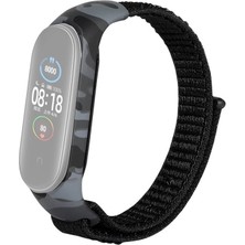 Case Street Xiaomi Mi Band 6 Kordon Cırtcırt Kumaş Kamuflaj Desenli Siyah