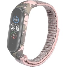 Case Street Xiaomi Mi Band 6 Kordon Cırtcırt Kumaş Kamuflaj Desenli Bronz