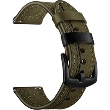 Case Street Samsung Galaxy Watch Active 4 40MM Kordon Nubuk Deri Görünüm Dikişli Krd 19 Koyu Yeşil