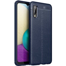 Case Street Samsung Galaxy A02 Kılıf Niss Silikon Deri Görünümlü Lacivert