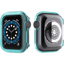 Case Street Apple Watch Uyumlu Series 3 4 5 6 38MM Kordon Önü Arkası Açık Renkli Silikon Mavi