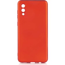 Case Street Samsung Galaxy A02 Kılıf Mat Soft Premier Silikon+Nano Glass Kırmızı