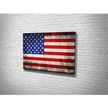 Tablo 360 Eskitme Amerika Bayrağı Kanvas Tablo