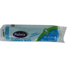 Polmix Çöp Torbası Jumbo Boy 80X110CM 220GR 27MIKRON 90LT Mavi Rulo 10 'lu