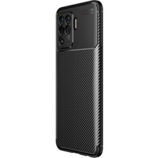 Caseart Oppo A94 Kılıf Karbon Tasarımlı Kapak - Siyah