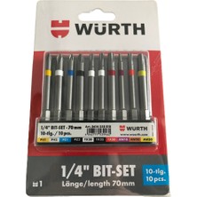 Würth Bits Uç Seti Kemer Klipsli 1/4'' 70 mm 10 Parça