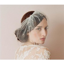 Bba New Trend Incili Sade Vualet Gelin Nikah Aksesuarı Beyaz Incili Veil