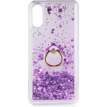 Ceponya Galaxy A02 Kılıf Simli Yüzüklü Şeffaf Silikon