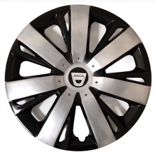 HMNL   dacia Dokker 16'' Inç Gri - Siyah 4lü Set Jant Kapağı Çelik Görünümlü
