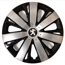 HMNL   peugeot 206 Van 14'' Inç Gri - Siyah 4'lü Set Jant Kapağı Çelik Jant Görünümlü