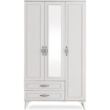 Sivas Gözde Mobilya Irmak 3 Kapılı 2 Çekmeceli Gardrop Elbise Dolabı 120X48X195CM
