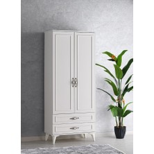 Sivas Gözde Mobilya Irmak 2 Kapılı 2 Çekmeceli Gardrop Elbise Dolabı 80X48X195CM