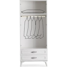 Sivas Gözde Mobilya Irmak 2 Kapılı 2 Çekmeceli Gardrop Elbise Dolabı 80X48X195CM