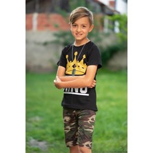 Harika Kids Erkek Çocuk Asker Kamuflaj Kaprili Takım (Kolye Dahildir)