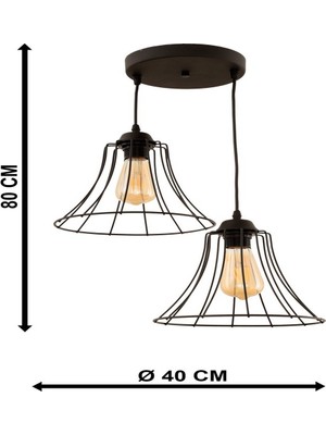 Begüsa Muhteşem 2.li Tepsili Siyah Avize