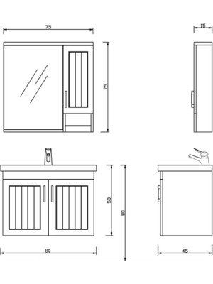 Denko Lotus 80 cm Banyo Dolabı