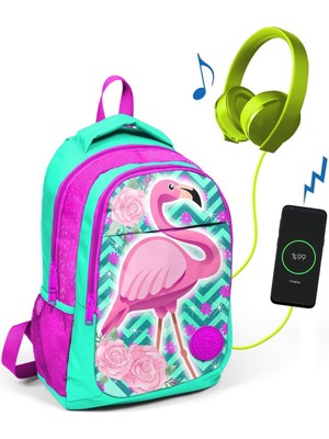 Coral High Kids Üç Bölmeli USB Şarjlı Kulaklık Çıkışlı Sırt Çantası