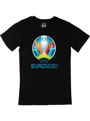 Cix Euro 2020 Logolu Siyah Tişört