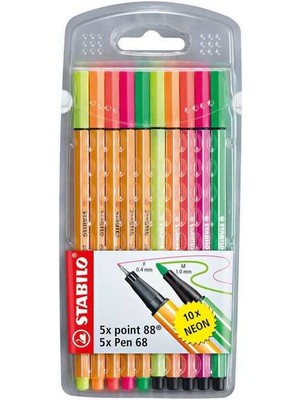 Stabilo Keçe Uçlu İnce Kalem 88 Point Pen 68 Karışık Renk 10 LU 8868/10-1