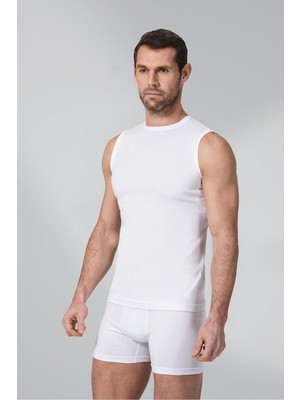 Namaldı 2 Adet Beyaz Renk Kolsuz Bisiklet Yaka Ribana Atlet