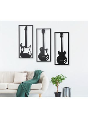 Twins Decorative Gifts Guitar Lazer Kesim Metal Duvar Dekoru