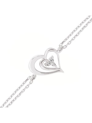 Altın Sepeti  Gümüş Tria Kalp Bileklik G202BLM2