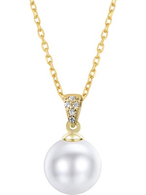 Altın Sepeti  Gümüş Altın Kaplamalı Incili Kolye G909KLR3