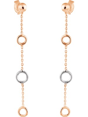 Altın Sepeti  Rose Beyaz Gümüş Zincirli Küpe AS19952F21