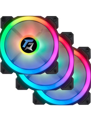 Gameforce 7r Pro Seri (3'lü Set) Rainbow Ledli Sessiz 120MM 12CM Kasa Fanı