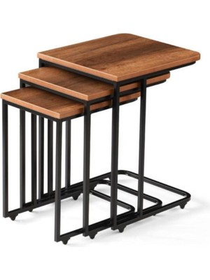 Erezoğulları Mobilya Mermer Desen C Zigon Sehpa 3'lü Mdflam Desenli Renkli