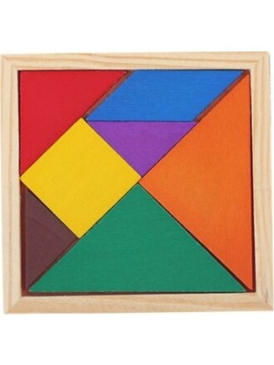 Yeystore Ahşap Kare Tangram Renkli Zeka Oyunu 7 Parça