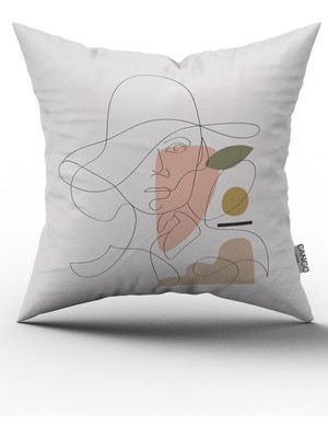 Beyaz Siyah Modern Silüet Figür Desenli Dijital Baskı Kırlent Yastık Kılıfı CGH508