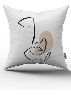 Beyaz Siyah Modern Silüet Figür Desenli Dijital Baskı Kırlent Yastık Kılıfı CGH511