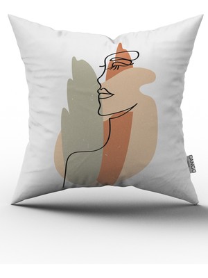 Beyaz Siyah Modern Silüet Figür Desenli Dijital Baskı Kırlent Yastık Kılıfı CGH517