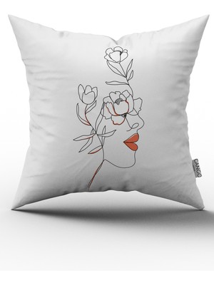 Cango Home Beyaz Siyah Modern Silüet Figür Desenli Dijital Baskı Kırlent Yastık Kılıfı CGH523