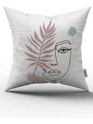 Cango Home Beyaz Siyah Modern Silüet Figür Desenli Dijital Baskı Kırlent Yastık Kılıfı CGH525