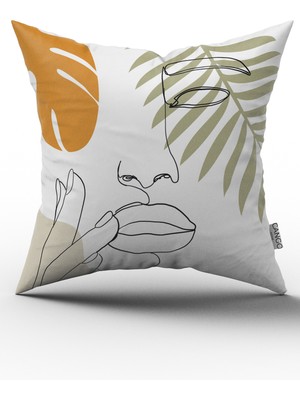 Cango Home Beyaz Siyah Modern Silüet Figür Desenli Dijital Baskı Kırlent Yastık Kılıfı CGH526