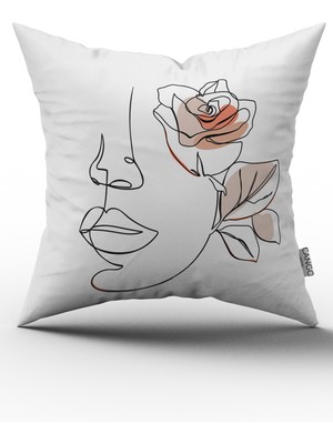 Cango Home Beyaz Siyah Modern Silüet Figür Desenli Dijital Baskı Kırlent Yastık Kılıfı CGH532