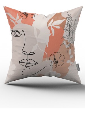 Cango Home Beyaz Siyah Modern Silüet Figür Desenli Dijital Baskı Kırlent Yastık Kılıfı CGH535