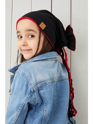 Babygiz Siyah Kırmızı Çocuk Şapka Bere Yumuşak Pamuklu Penye Elit Seri